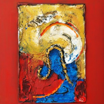 Abstraktes Relief in Rot